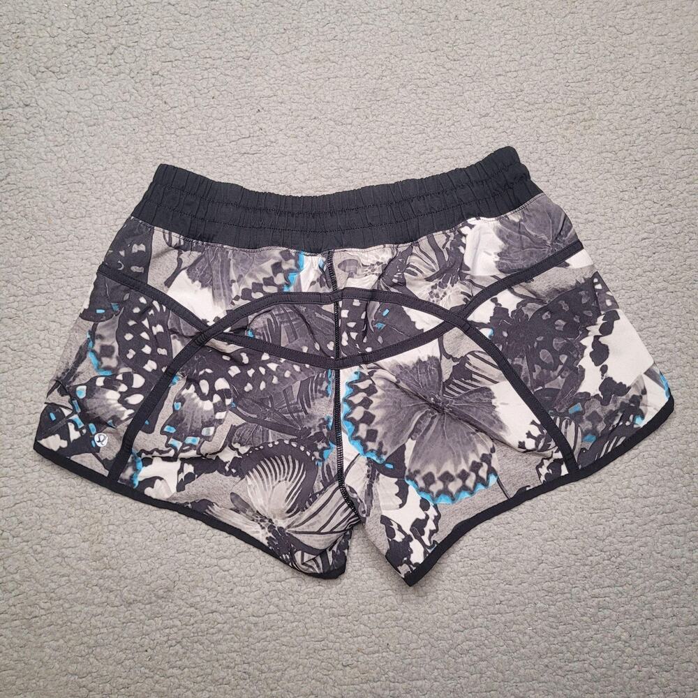 Lululemon Tracker Shorts 8 Exploded So Fly Butterfly Angel Wing Black Running - Picture 3 of 12